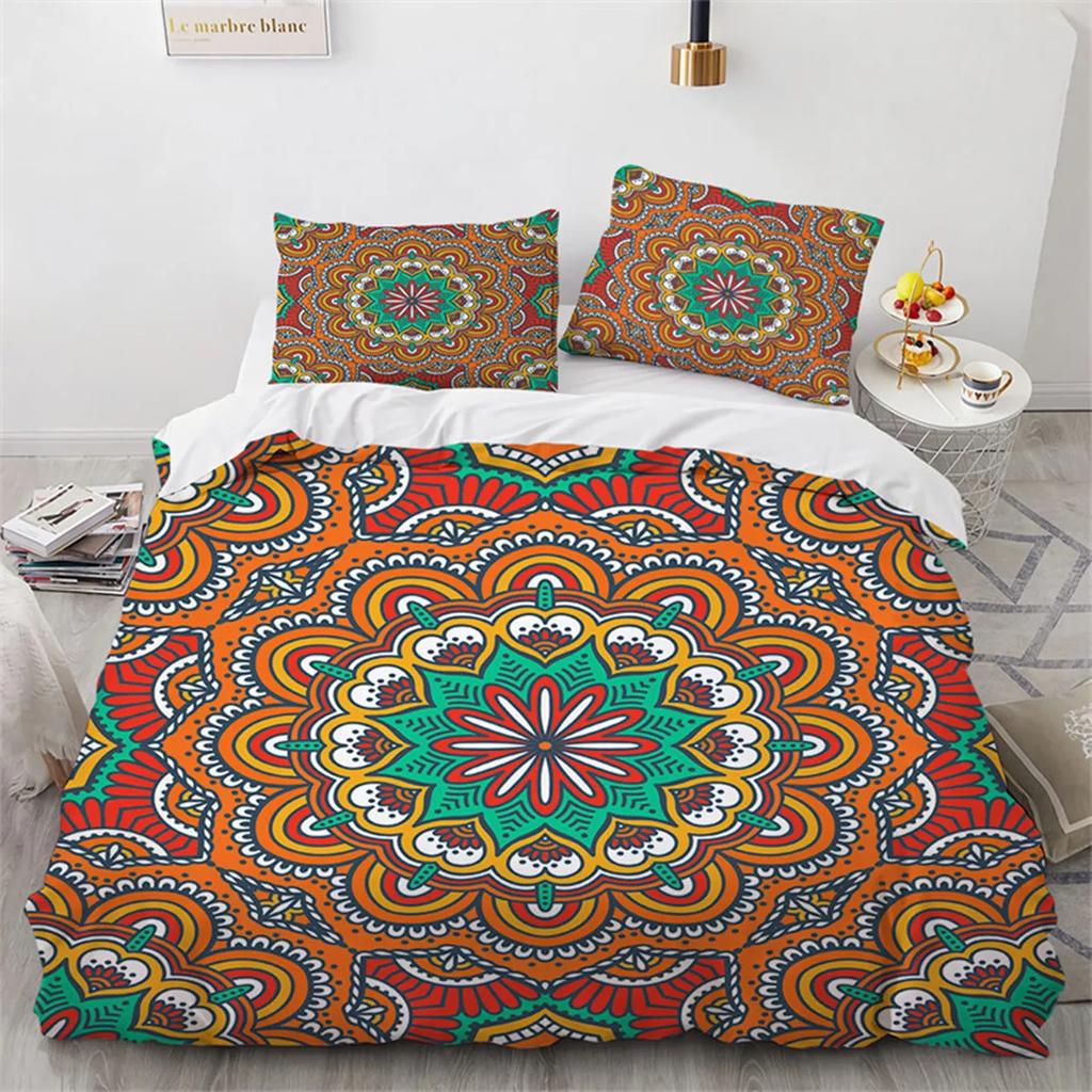 Bohemia Floral Mandala Duvet Cover Microfiber Exotic For Children Girls Women For Bedroom Decoration With Pillowcase Queen King