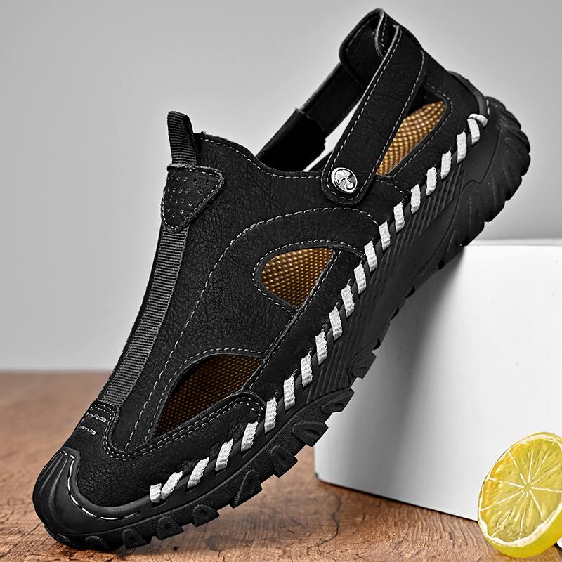 Italian Brand Men's Hiking Shoes Slip Resistant Comfortable Casual Shoes Summer Men's Sandals Simple Gray Free Delivery