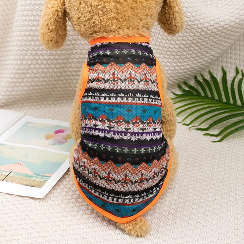 Ethnic Style Summer Short Sleeve Pet Vest for Cats and Small Dogs