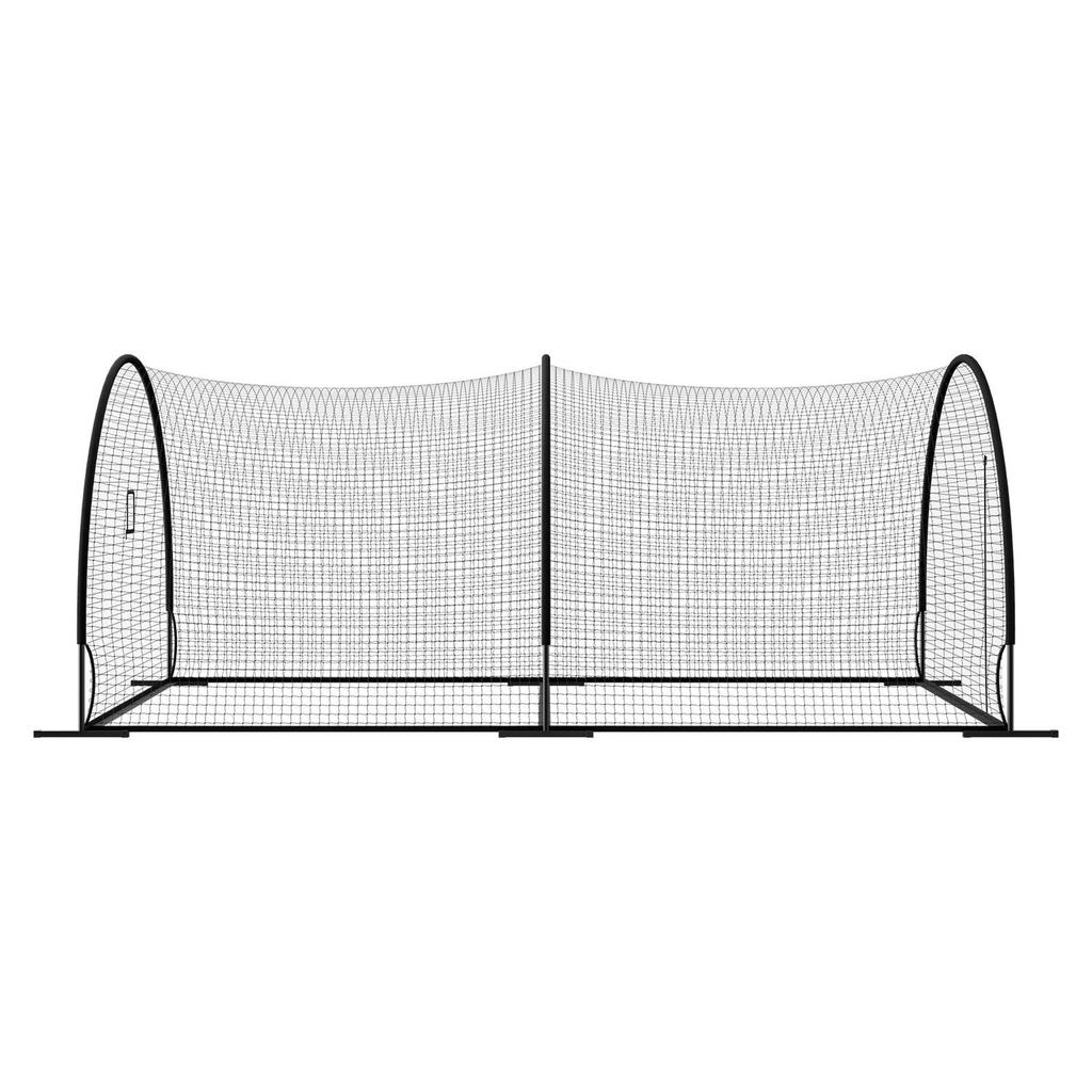 Baseball Batting Cage, 6060 x 3660 x 2500mm Freestanding Portable Batting Cage, Hitting Cages with 30-Ply Knotted HDPE & Pitching Machine Opening,