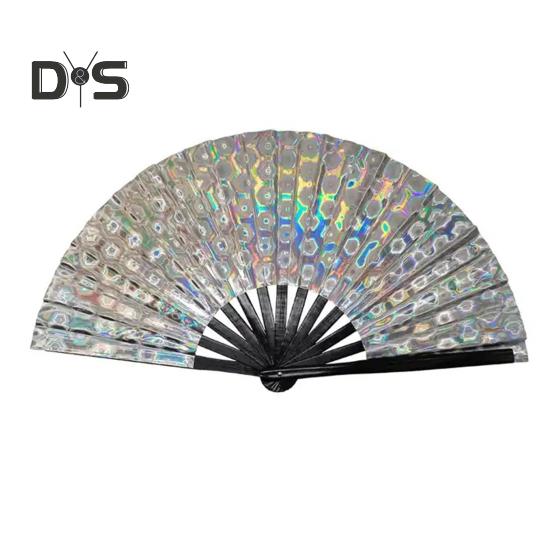 Tragbarer Faltventilator, holografischer Handventilator für den Sommer, Dekoration, Tanz-Performance-Requisiten, Party-Kostümzubehör