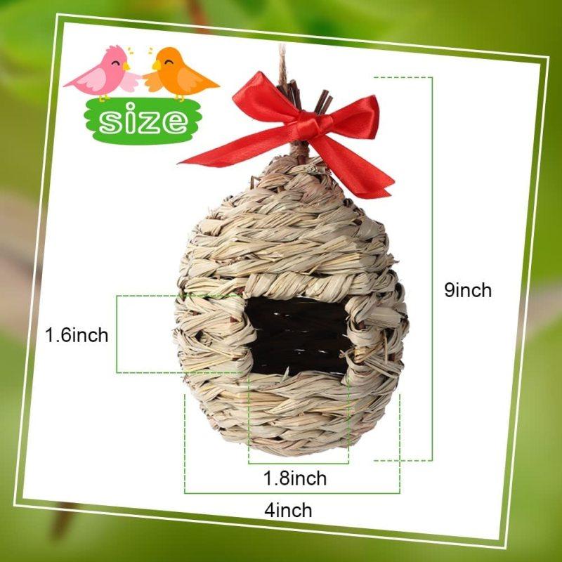 3pcs Outdoor Hanging Bird Houses Hand Woven Natural Grass Bird Nest For Home Office Garden Window