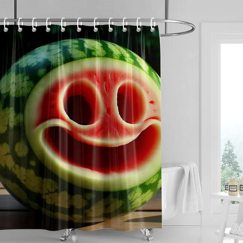 Juicy Watermelon Shower Curtain - Waterproof & Anti-Mold Fabric With Summer Fresh Pattern