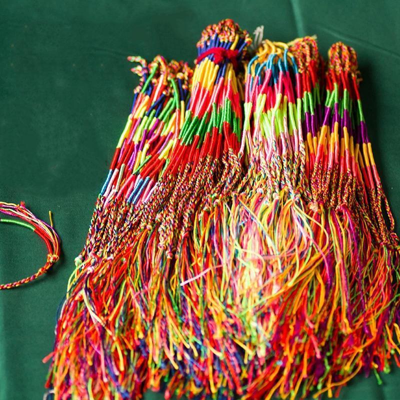 10Pcs Multicolor Rainbow Braided Rope Bracelet Tassel Knot Handmade Woven Jewelry For Women Men Random Gift