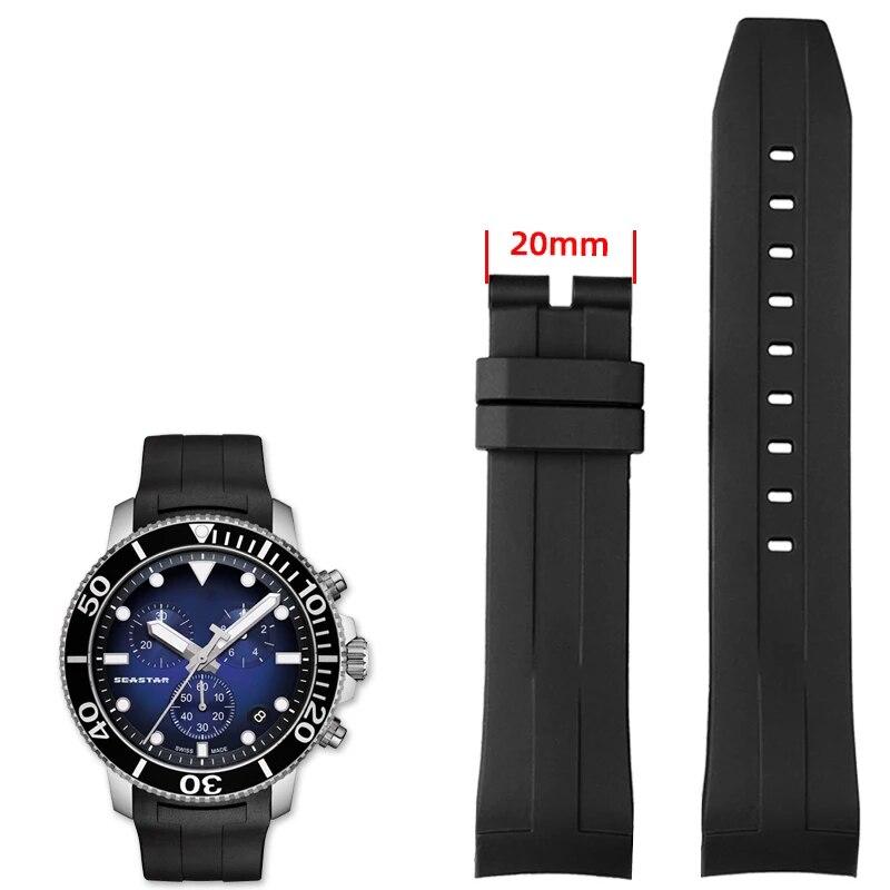 Curea de ceas din cauciuc de 22 mm pentru Tissot 1853 Starfish Diving T120 Curea din silicon cu capăt curbat Seria T120417A Brățară de mână masculin