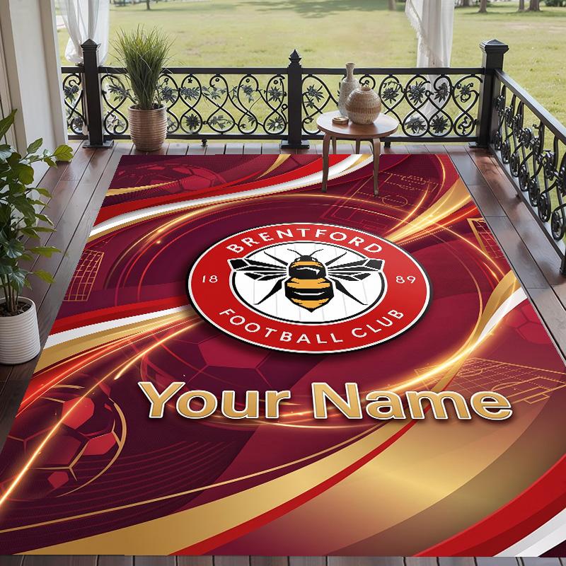 Custom Text Printed Rug Brentford Football Non Slip Floor Carpet For Home Room Decor