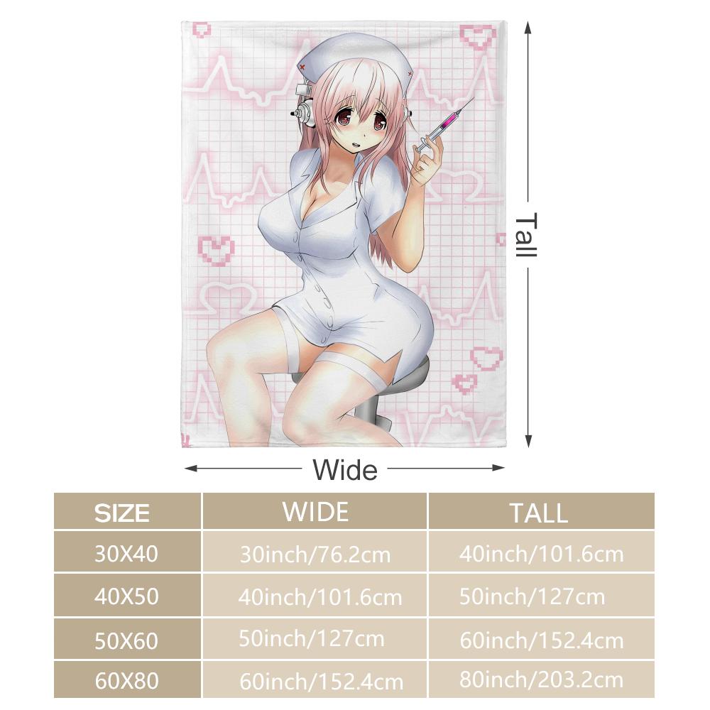 Anime Sexy Super S-Sonico Throw Soft Flannel Blanket Warm Knee Skin-Friendly Throw for Sofa Office Bed Traveling Winter Oversize