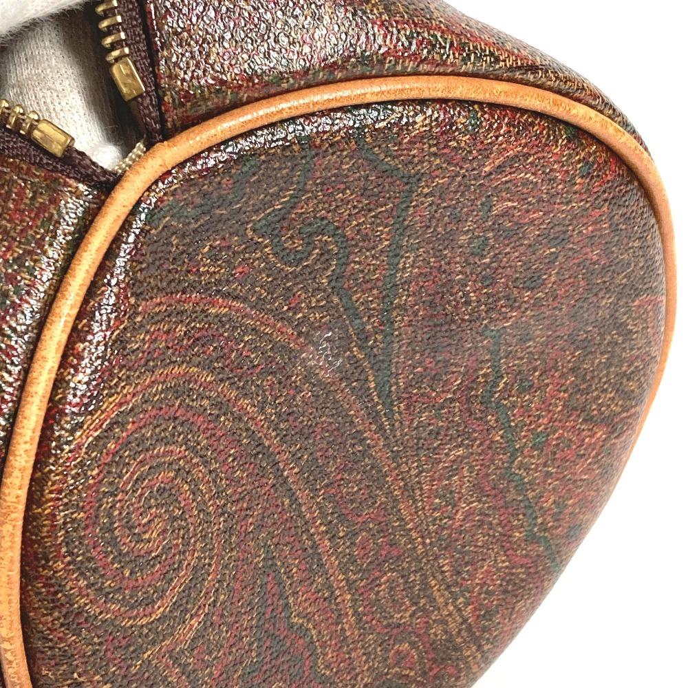ETRO Paisley Pattern Bag Cylindrical Hand Bag PVC/Leather Brown