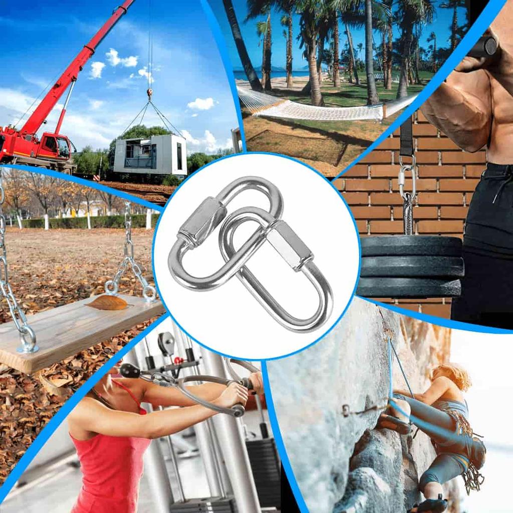 Lissey SUS304 Stainless Steel Ring Carabiners with Connecting Hardware for Large and Small and Swings 10 Catches, Locks, D-Rings, Mountaineering,