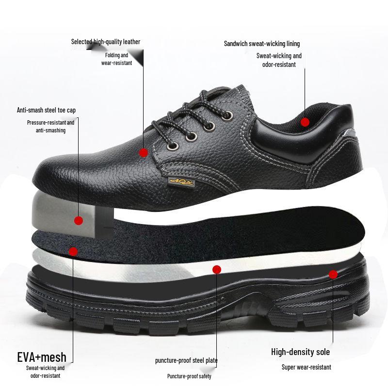 Men's Steel Toe Safety Work Shoes - Anti-Smash, Anti-Puncture, Breathable, Lightweight, Wear-Resistant for Construction