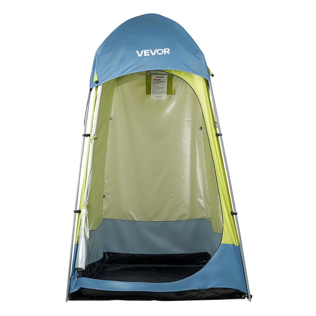 Camping Shower Tent, 1 Room, Portable Privacy Tent Changing Room with Ground Stakes, Ropes, Carry Bag, and Steel Poles, 200D Oxford Fabric with Silver