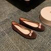 Sheepskin Version Leather Bow Round Head Light Mouth Color Matching Flat Ballet Shoes Women's Commuter Shoes