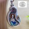 Solid Copper Buddha Pendant With Enamel Finish Hollow Carved Design Unisex Necklace Pearl Chain Or Hemp Cord