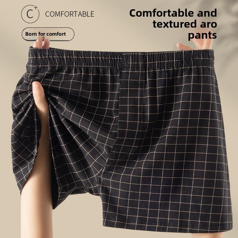 Plus Size Men's Spring Summer Plingham Striped Loose Breathable Briefs