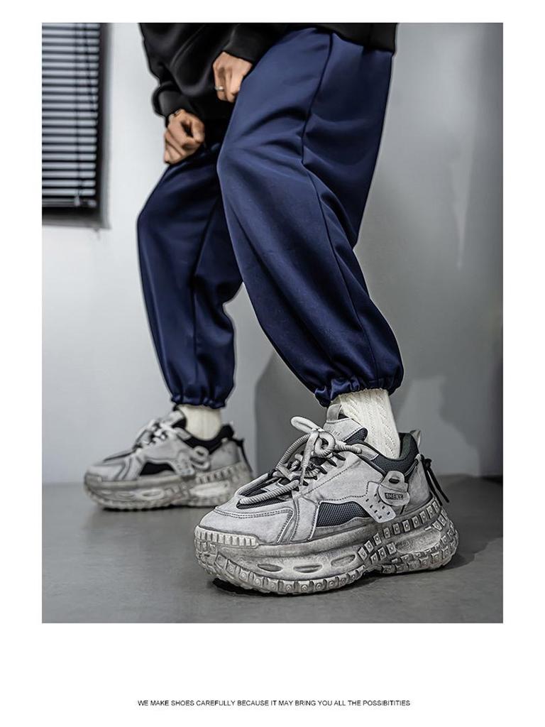Men's Trendy Breathable Mesh Sneakers with Thick Tire Sole