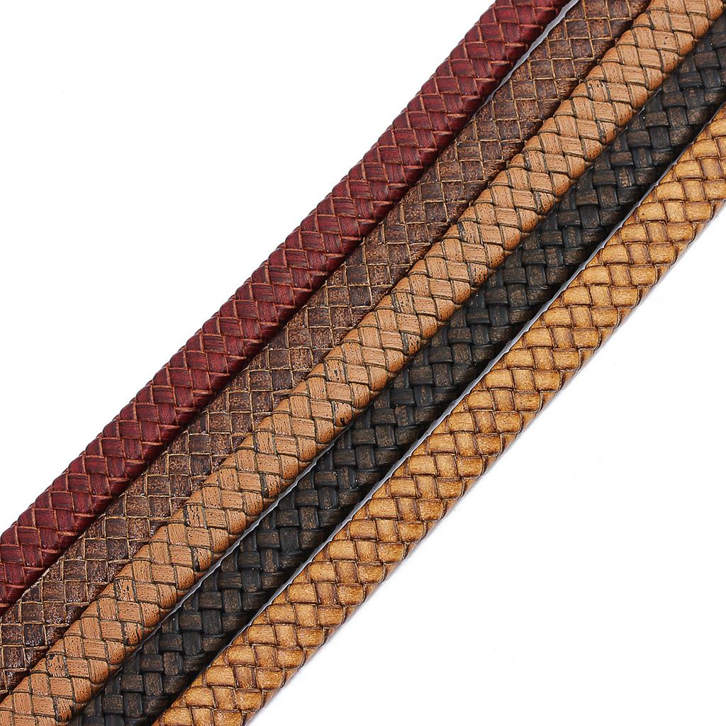 1 Yard Echte Leder Geflochtene Schnur 10/12mm Vintage Flache Schnüre Für DIY Heimdekoration Kleidung Schmuck Zubehör