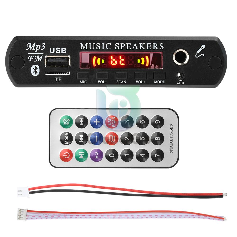 DC 12V Bluetooth MP3 Wireless FM Radio MP3 Decoder Board Car Music Speaker USB Power Supply Audio Module with Remote Controller