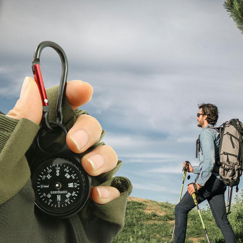 Mini Survival Compass with Carabiner Portable Hanging Pocket Compass Lightweight Navigation Tool for Mountaineering Backpacking