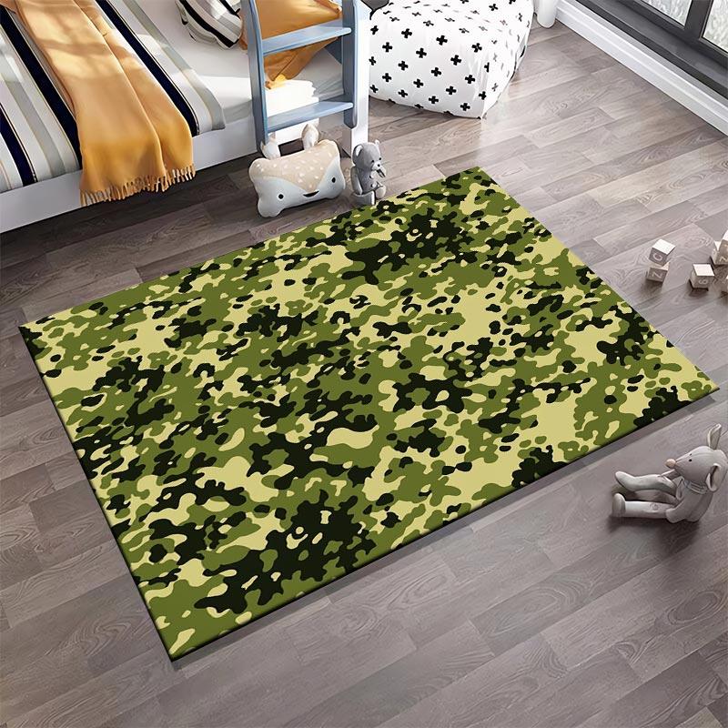 Camouflage-Muster Teppich mit Grün1Schwarz1und Beige Wald Militärdesign Geeignet für die Verwendung als Anti-Rutsch1 für1Zimmer und Schlafzimmer Sofas