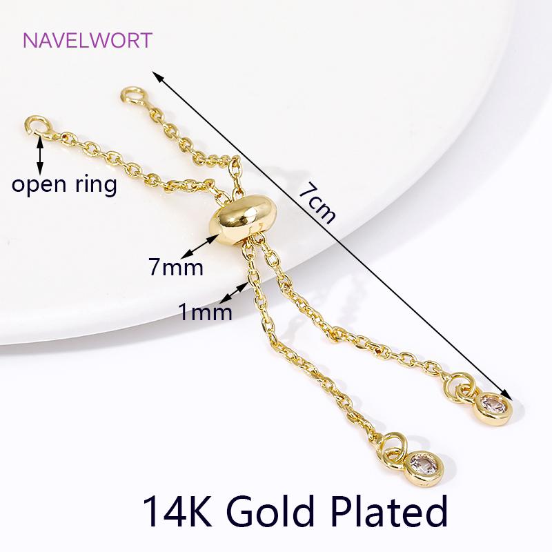 

2/4/6Pcs 14K/18K Gold Plated Adjustable Extender Chain,With Adjustable Silicone Insert Beads,For DIY Jewelry Making Accessories 2 pieces