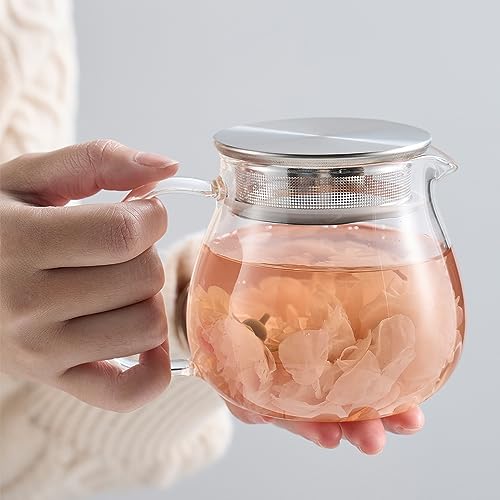 IwaiLoft Leaf Pot Pure Teapot/Coffee Server, Heat-Resistant Glass, Microwave and Dishwasher Safe (450ml)