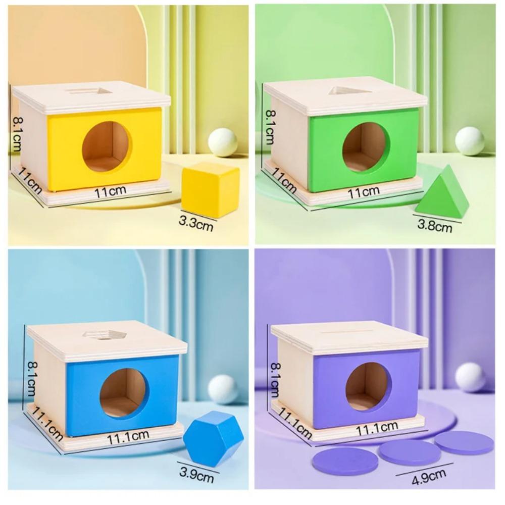 Oggetto in Legno Scatola Permanente Giocattoli Montessori Bambino Ordinamento Abbinamento Scatola Palla Moneta Gocce Sensoriali Colore Forma Giochi Educativi Bambino