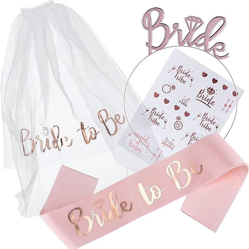 Creative Headwear Party Atmosphere Decoration Set Bridal Diamond Ring Shoulder Strap Headveil Stickers Decorative Dressing Props