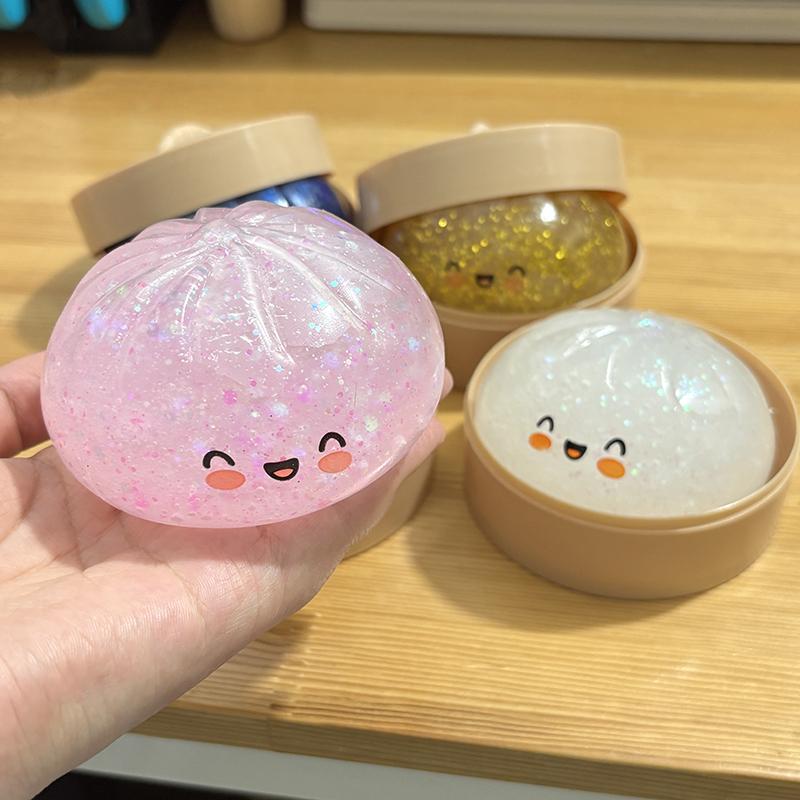Glitzer-Knödel Squishy Stressball Spielzeug Knödel Anti-Stress Fidget Spielzeug Simulation Essen Squishies Weicher Knete-Ball zum Quetschen Geschenk