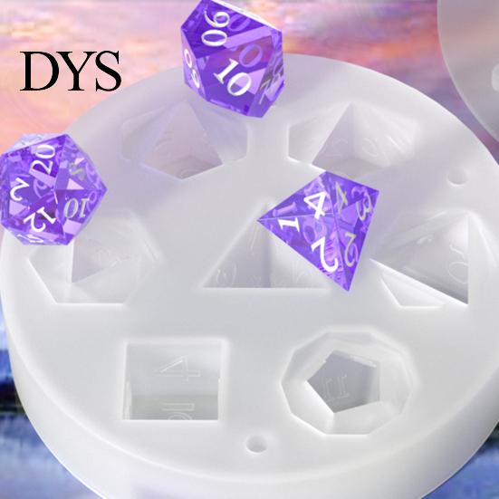 Silicone Dice Mold 3D with 7 Grids for DIY Making Irregular Multi-sided Digital Faux Crystal Game Props Ideal Gift Lovers Reusable