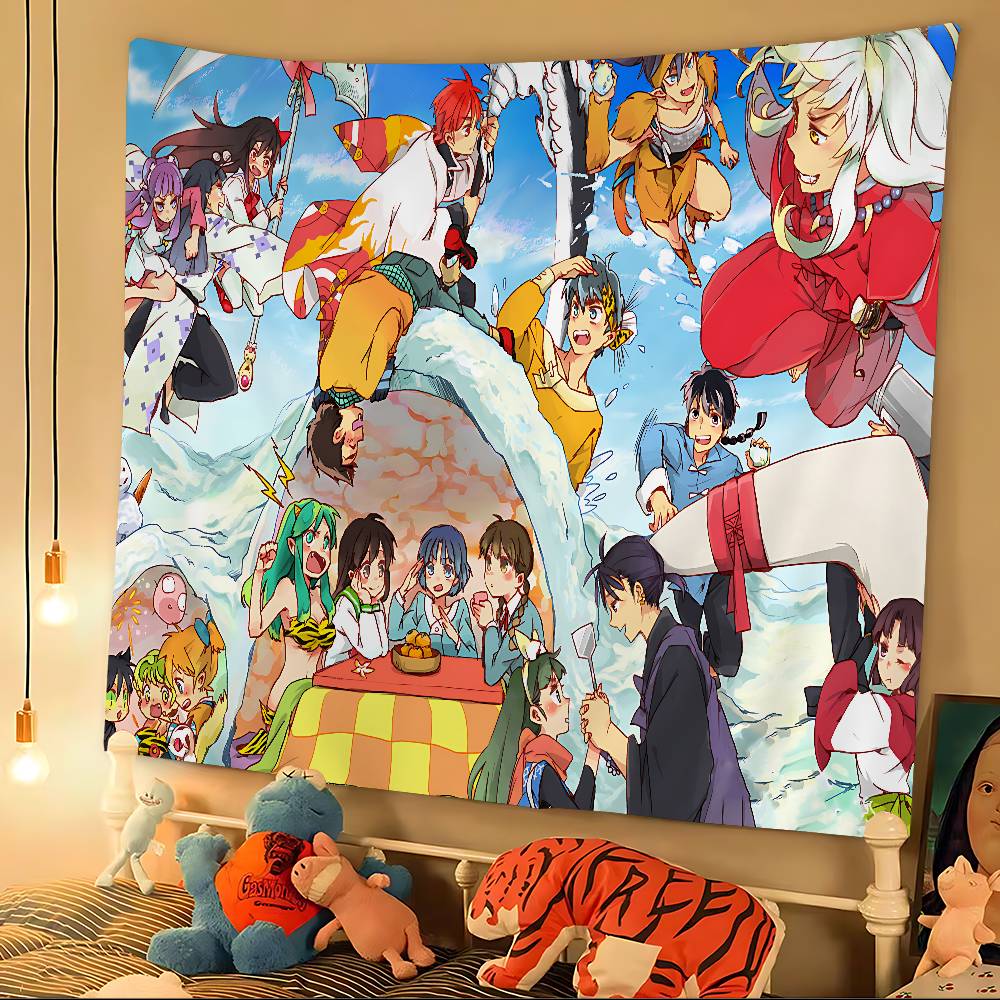 Urusei Yatsura Anime DIY Wall Tapestry Hanging Tarot Hippie Wall Rugs Dorm INS Home Decor