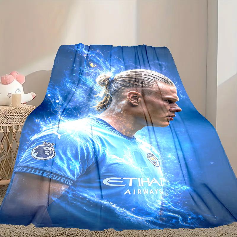 1 Stück Erling Haaland Decke, Home Bedruckte Überwurfdecke - Weiche Decke Geschenk für Familie, Waschbare Sofa Bettdecke