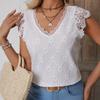 Summer New Lace Splicing, Women's Fashion Thin Section V-neck Pullover Shirt Tops Outside