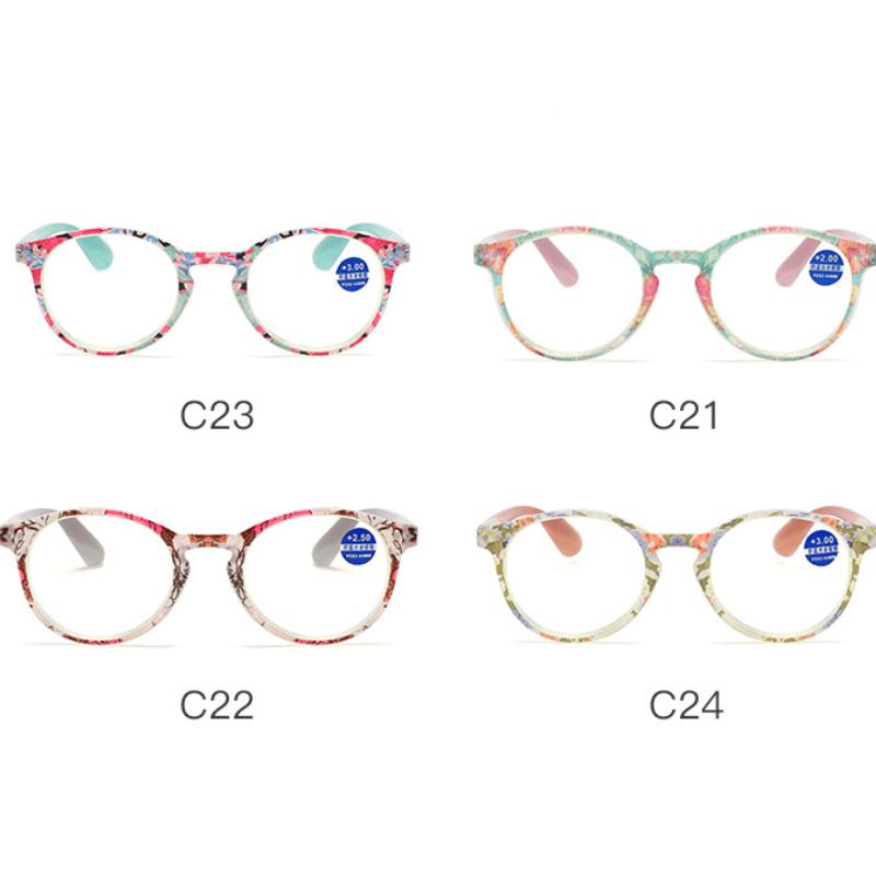 Women Reading Glasses Fashion Ultralight Round Frame Anti Blue Light Computer Eyeglasses +1.0 To +4.0