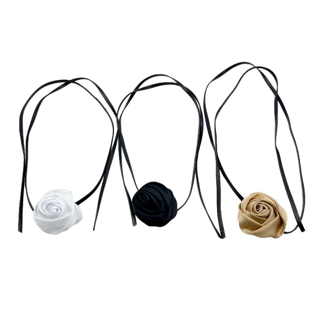 Simple Rose Flower Neckband Choker Necklace Jewelry Women Clavicle Chain Necklace Temperament Long Strap Neck Chain