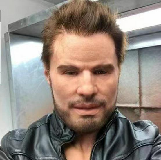 Realistic Latex Halloween Mask: Young Man with Wig