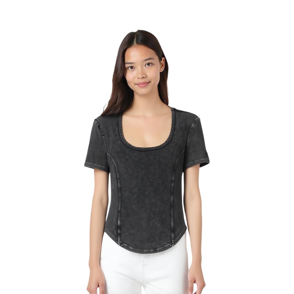 Levis Solid Color Spliced Comfortable Short Sleeve T-Shirt Women T-Shirts Black 0019V-0001