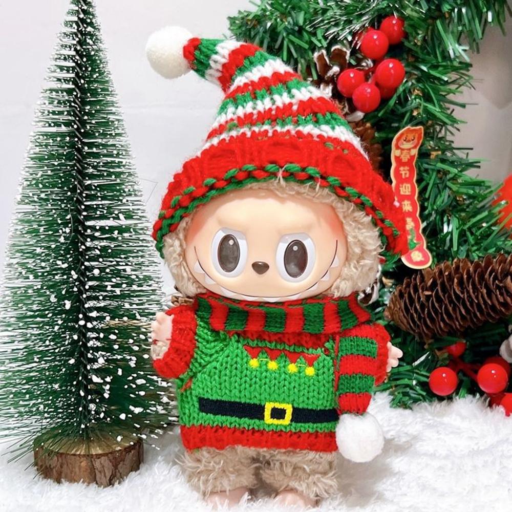 Christmas Doll Outfit Set for 17cm Gen 1/2 Figures Knitted Sweater Clothes with Hat/Sweater/Scarf (No Doll)