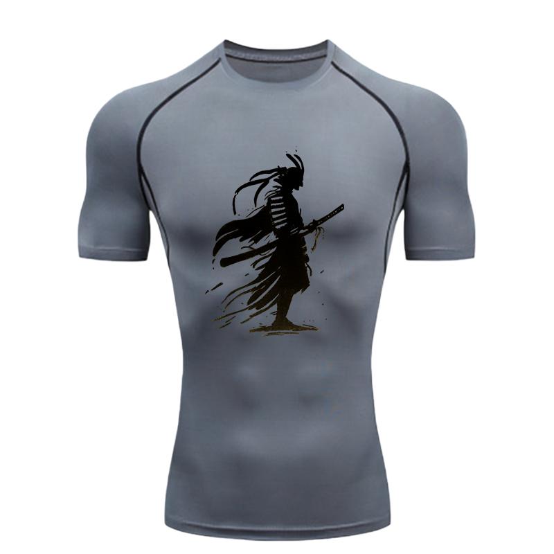 A Samurai Silhouette  Men's Sports T-shirt Training Fitness Compression Workout T-Shirt