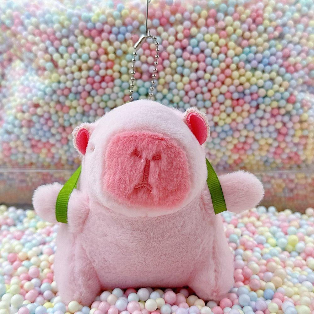Pink Plush Capybara Doll Cute Cartoon Capybara Doll Kawaii Keychain Pendant Birthday Gift