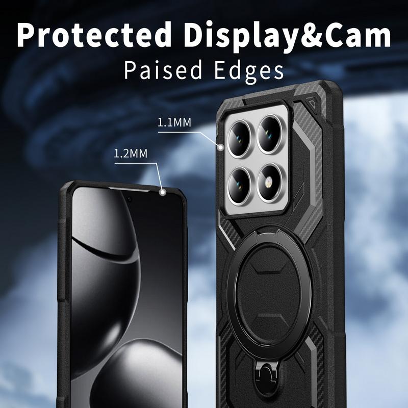 For Xiaomi 14T Pro Poco X7 X6 C65 Redmi 14C 13C Note 14 13 Pro Case Soft Edge Shockproof Wireless Charge 360 Rotating Bracket Magnetic Back Cover