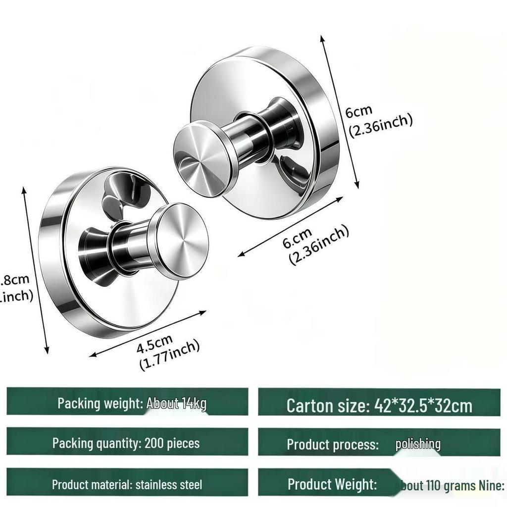 Traceless Stainless Steel Suction Cup Hook for Bathrooms & Kitchens