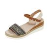 Womens Braided Jute Platform Wedge Sandals Open Toe Buckle Strap Ankle Strap Casual Summer Shoes