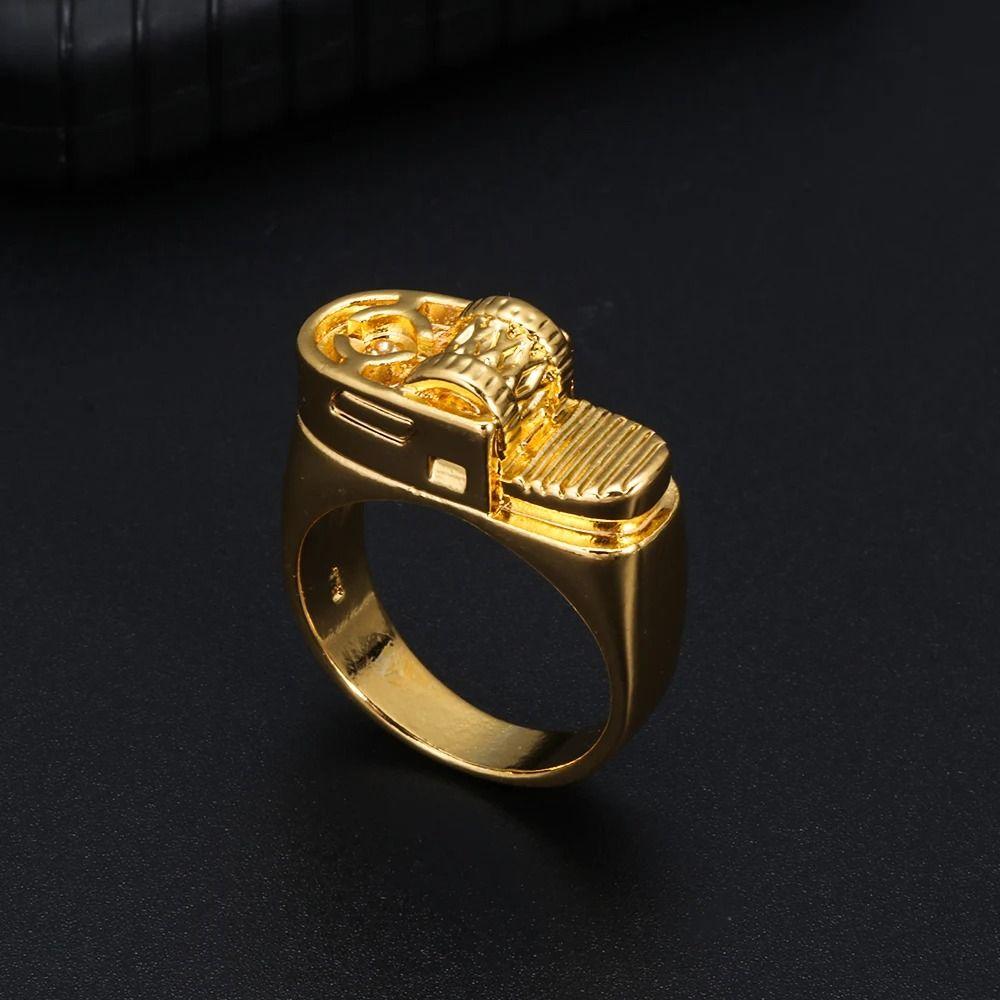 Anillo Encendedor de Diseño Creativo Anillo de Cobre Anillo de Moda Anillo Encendedor de Simulación Para Hombres Mujeres