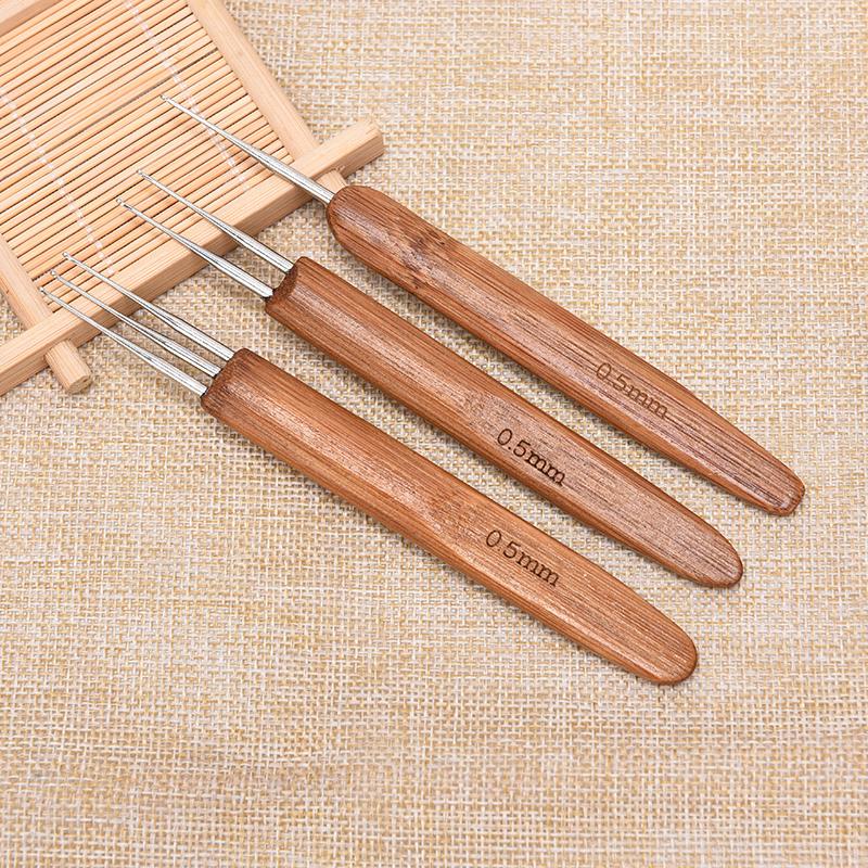 1/3Pcs 0.5Mm Dreadlock Crochet Needle Hook Bamboo Handle Hooks Tools Making