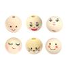 50Pcs Doll Head Wood Beads Face Jewelry DIY Children Beading Smile Beads Loose Round Wooden Craft Beads for Kindergarten