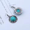 Hot-selling Retro European and American Round Turquoise Earrings Hot-selling Jewelry Yiwu Small Commodities