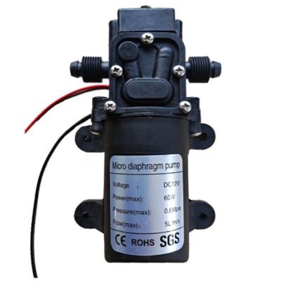 Mini 12V Diaphragm Water Pump 60W 120PSI 5L/Min High Pressure Self-Priming Pump for Cleaning Irrigation and Agricultural Sprayin
