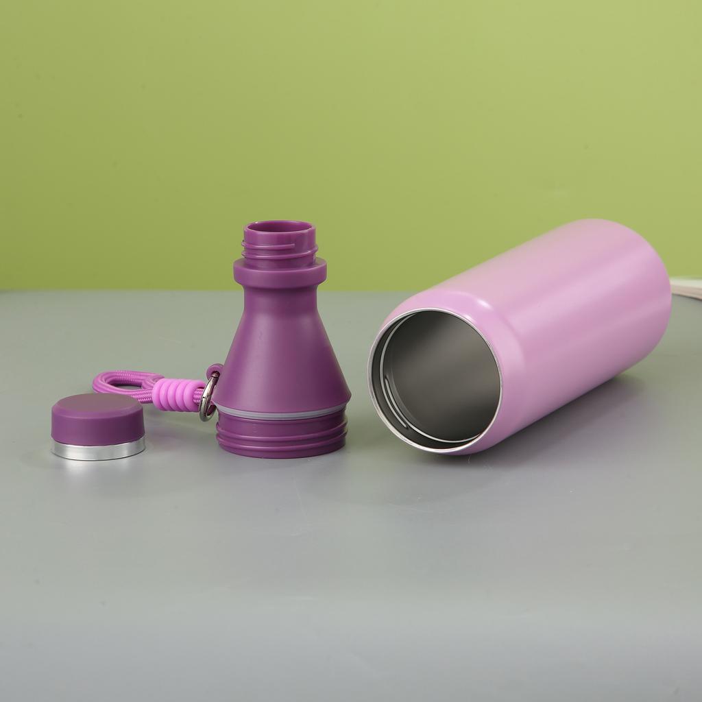 500ml Edelstahl Thermoskanne Einzigartiges Design Reisebecher Kleine Öffnung Auslaufsicher Wasserflasche für Auto-Getränkehalter Wandern Fitnessstudio Flasche