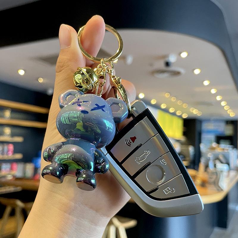 Colorful Cartoon Bear Keychain - Limited Edition Gift for Students and Backpacks