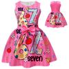 94238 Girls Steal A Brainrot 67 Printed Bow Party Sleeveless Princess Dress